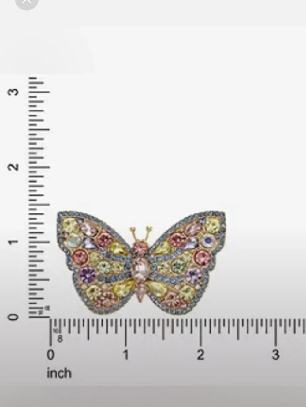Monet-Rhinestone Bling  Butterfly 🦋 Brooch (Multicolor 🩷🩵) - Picture 3 of 5